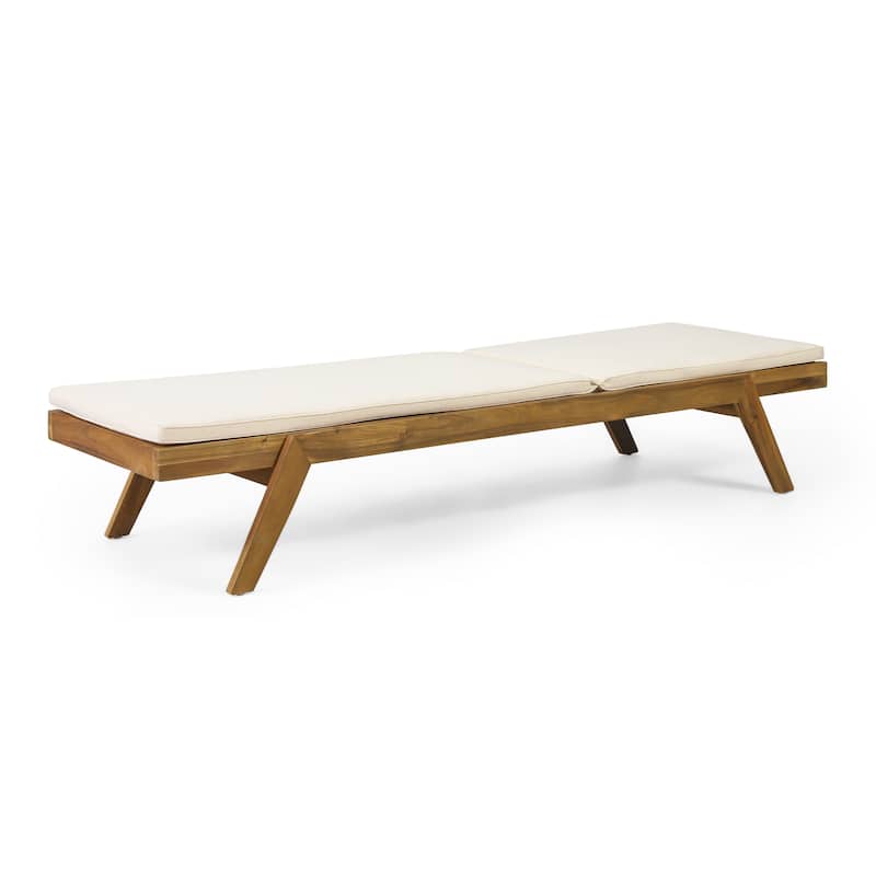 Caily Outdoor Acacia Wood Outdoor Chaise Lounge with Cushions by Christopher Knight Home