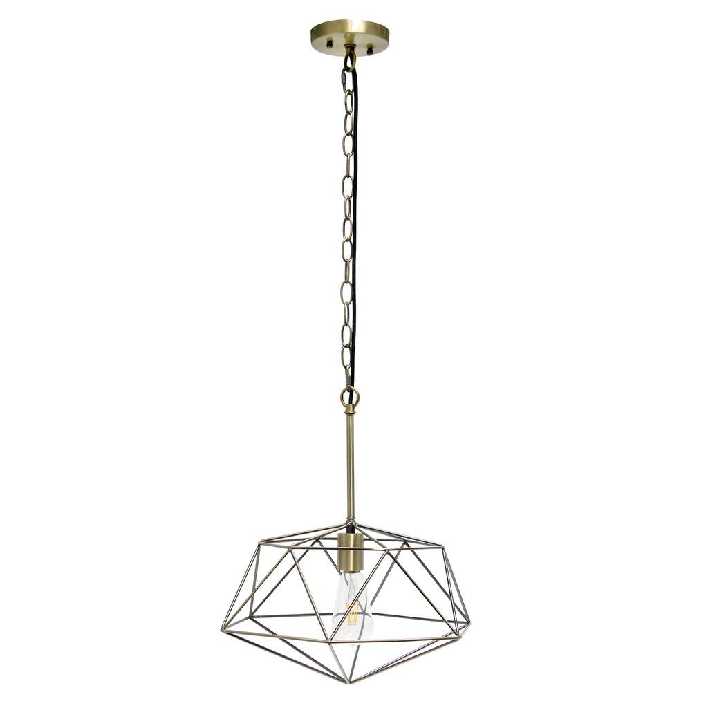 Modern Pendant Light - 16 Metal Hanging Fixture - Antique Brass Ceiling Light for Kitchen, Dining, Bedroom