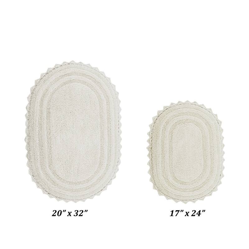 Better Trends Oval Bath Rugs Set 100% Cotton Soft & Water Absorbent Tufted Bathroom Rug for Shower, Sink Bath Mats Lilly Crochet