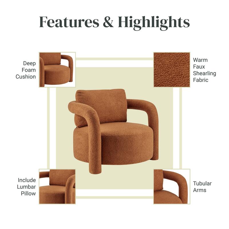 NPD Furniture Maisie Faux Shearling Accent Arm Chair