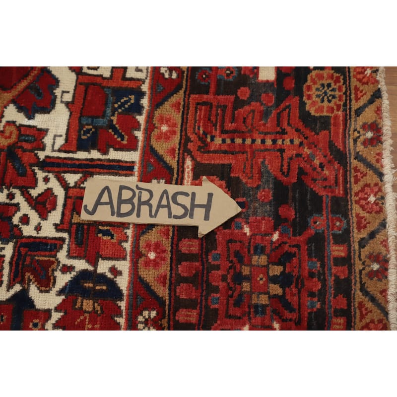 Hand Knotted Oriental 100% Wool Carpet Traditional Medallion Red Heriz Area Rug - 12' 4'' X 9' 6''