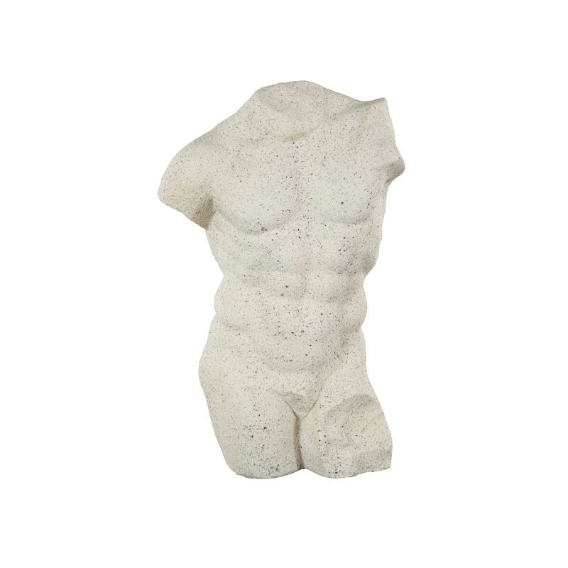 Polystone People Textured Sculpture with Black Speckles - White - Roche River Decor