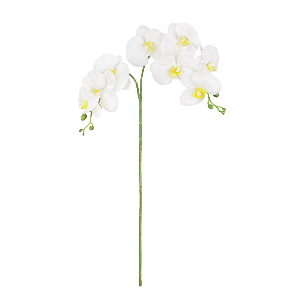 Set of 3 Natural Touch White Artificial Phalaenopsis Orchid Flower Stem Spray 34in - 34" L x 10" W x 4" DP
