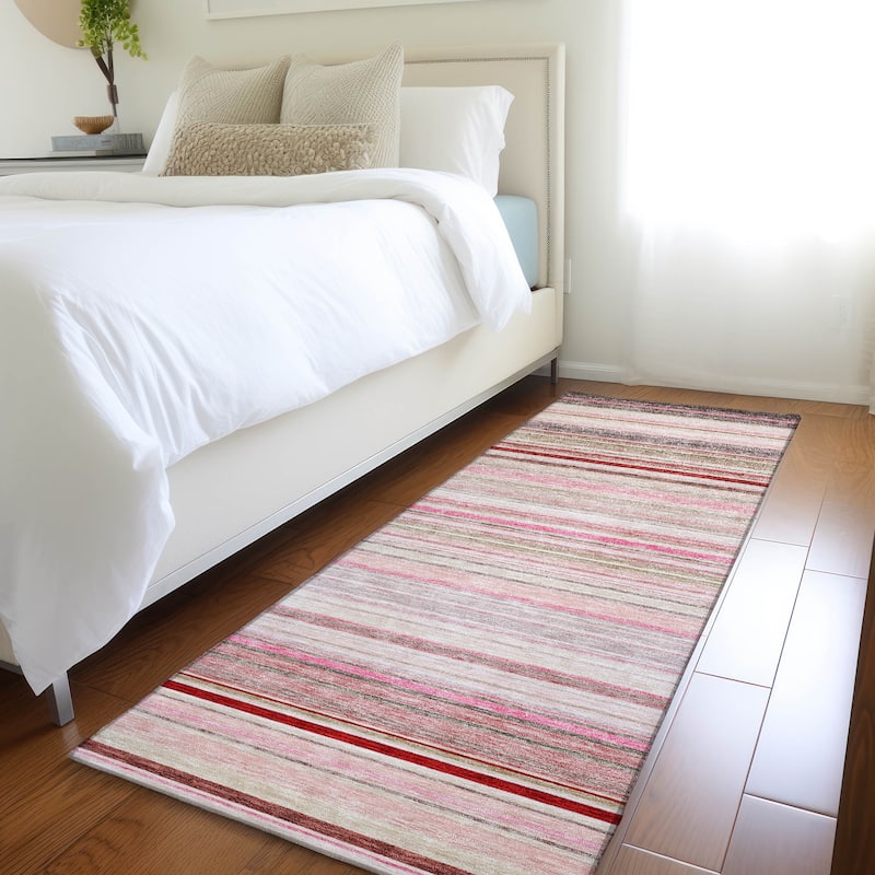 Premium Washable Super Soft Modern Stripes Mayfield Rug - Pink - 2'3" x 7'6"