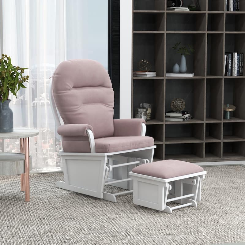 HOMCOM Nursery Glider Rocking Chair with Ottoman Cushion Seating