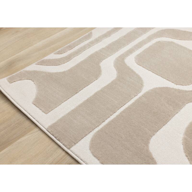 Leopold Collection - Modern Mid-Century Beige Cream Area Rug