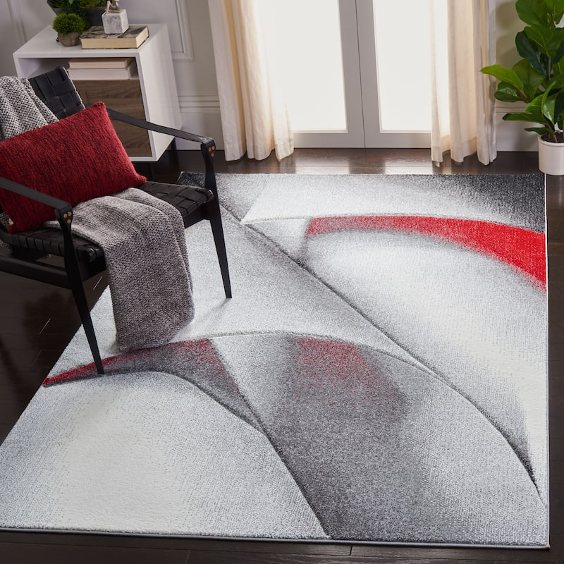 SAFAVIEH Hollywood Hasiba Mid-Century Modern Abstract Rug - 4' x 6' - Grey/Red