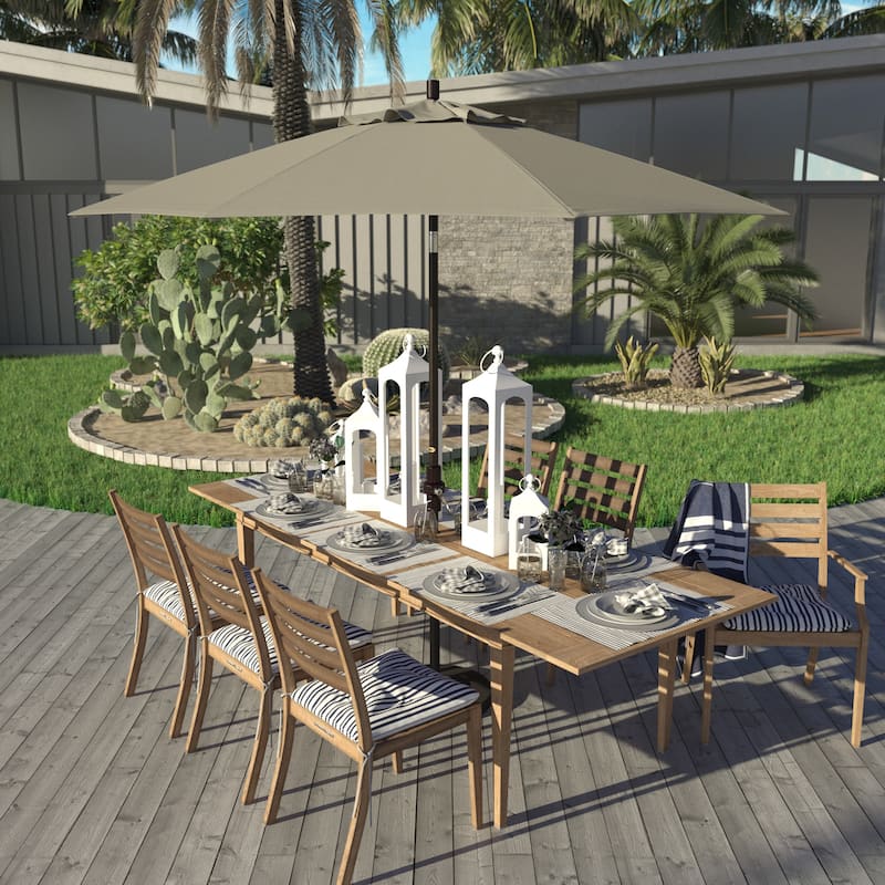 California Umbrella 9' Rd Golden State Series Patio Umbrella Bronze Aluminum Frame Crank Lift Collar Tilt Olefin Royal Blue - Woven Granite