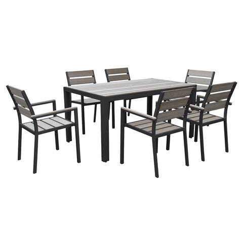 CorLiving Sun Bleached Black Outdoor Dining Set