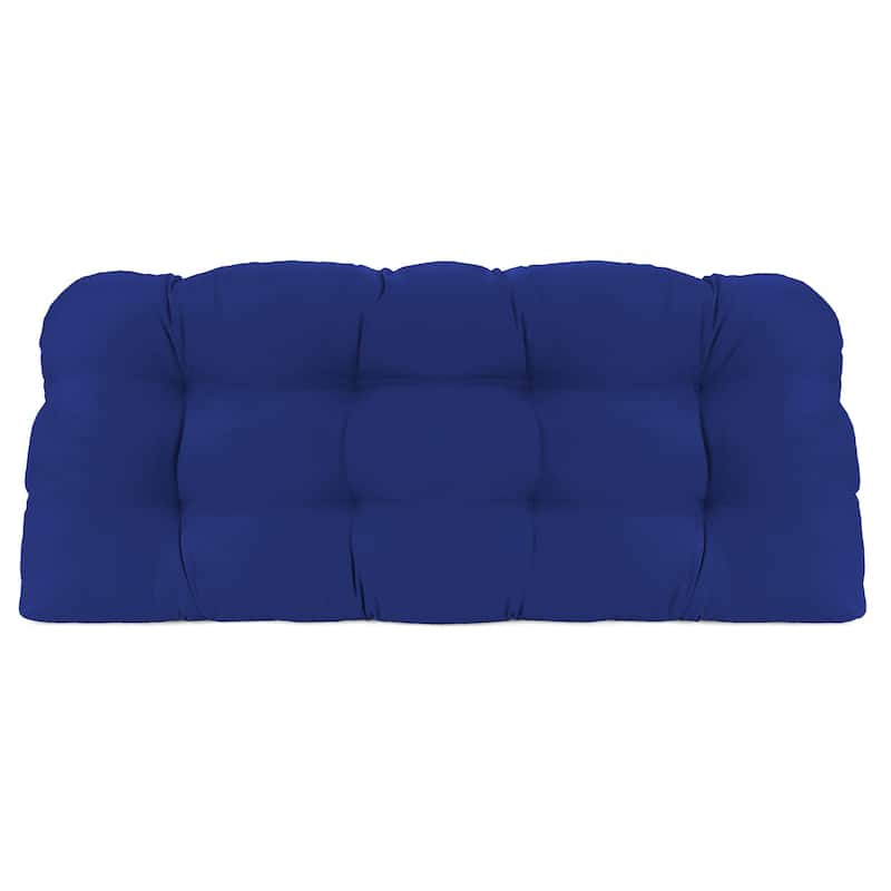 44" x 18" Blue Solid Contoured Outdoor Wicker Bench Cushion - 18'' L x 44'' W x 4'' H