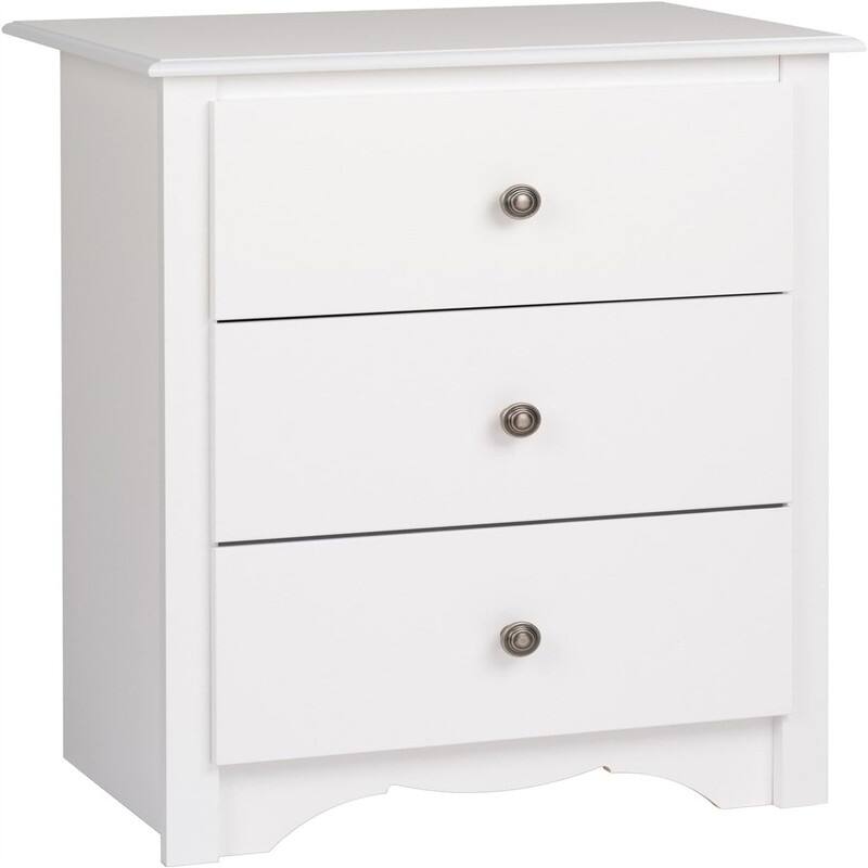 Traditional Tall Nightstand Side Table with 3 Drawers