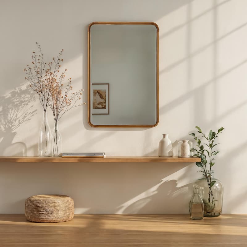 Renwil Tillie 36" H x 24" W Wall Mirror, Beige - Beige/Silver