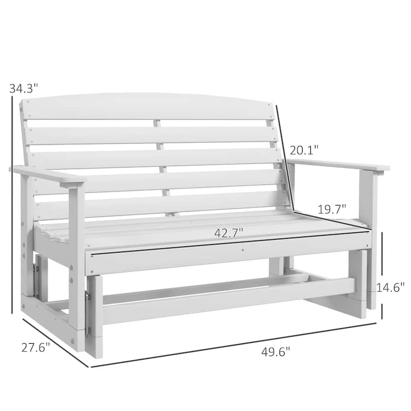 HDPE Love Seat Glider Bench with Slatted Seats Two People - 49.5" W x 27.6" D x 34.3" H