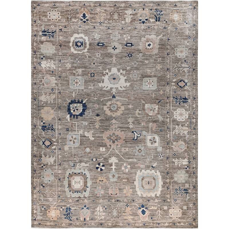 Oushak One-of-a-Kind Hand-Knotted Area Rug - Brown - 10' 2" x 13' 10"
