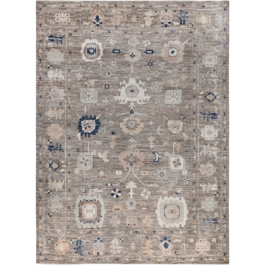 Oushak One-of-a-Kind Hand-Knotted Area Rug - Brown - 10' 2" x 13' 10"