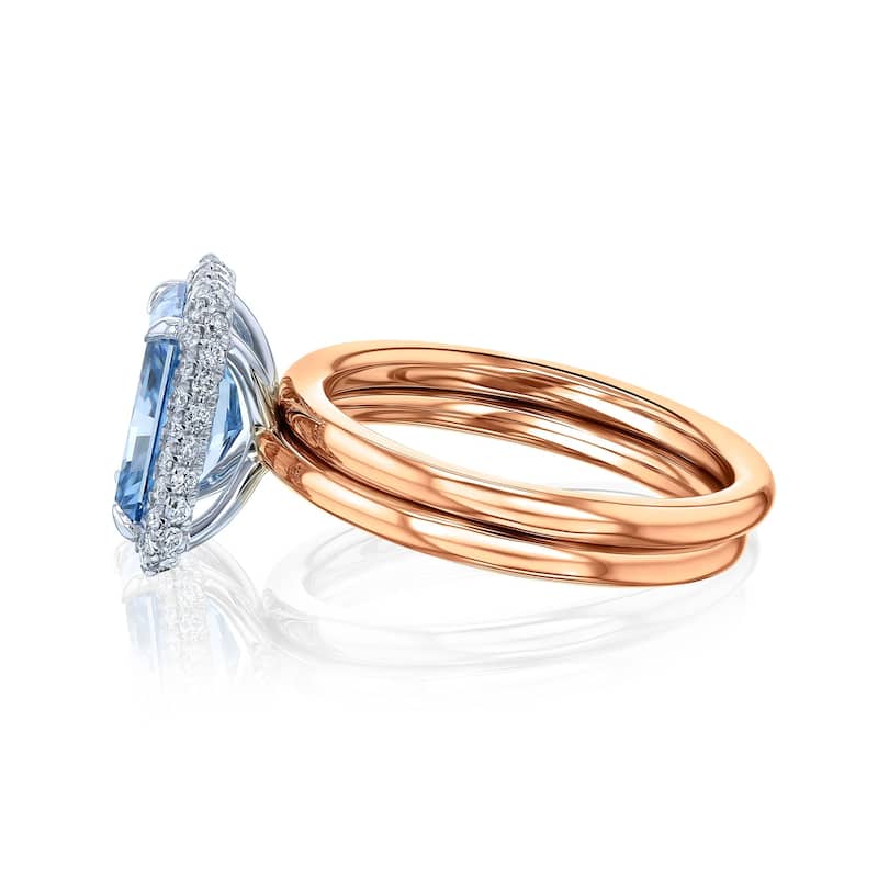 Kobelli 3.40 Carat Blue Diamond Certified 14k Solid Gold Radiant-cut Plain Comfort Bands Aomori 2pc Bridal Set (Excellent)