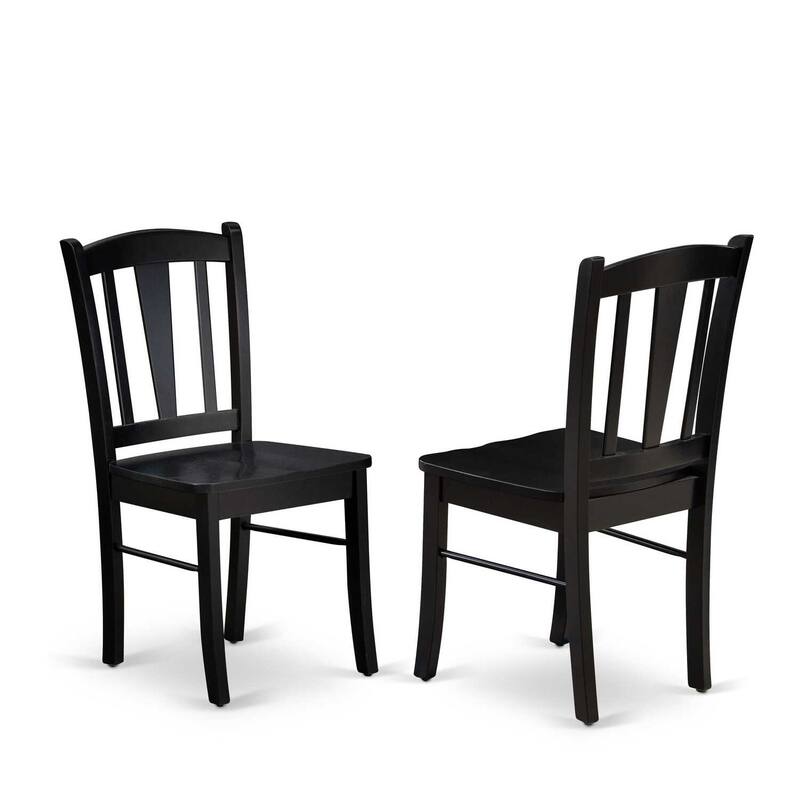 HomeStock 5-Piece Round Black and Cherry Finish Solid Wood Top Dining table with 4 Chairs with Slat Back