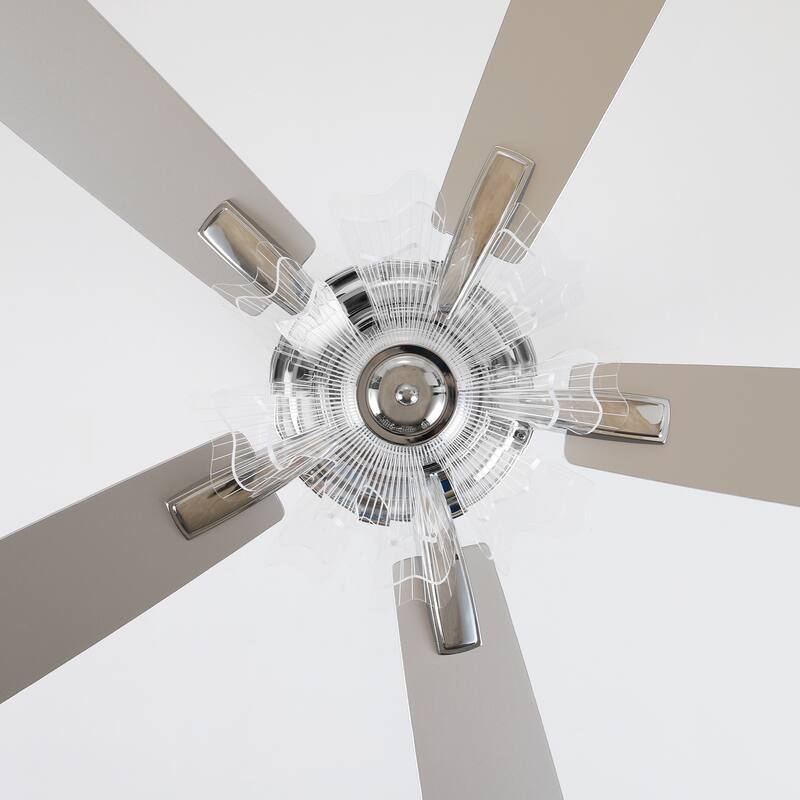 52" Chrome Reversible 5-Blade Modern LED Ceiling Fan with Light and Remote