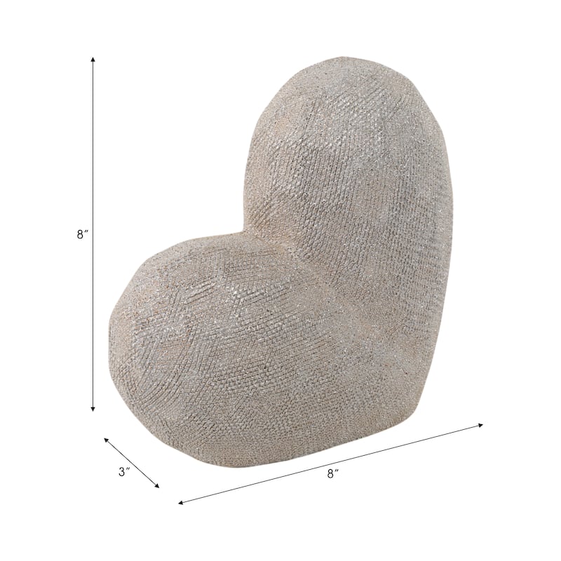 Modern Stone Ceramic Geometric Heart Sculpture