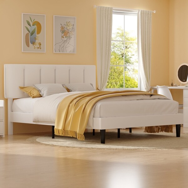 ぷうページ VECELO Tufted Upholstered Platform Bed Frame with Adjustable