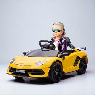 12V Licensed Lamborghini Aventador Kids Ride-On Car with Remote Control, Scissor Doors, Music, Lights, Suspension, for Ages 3-6