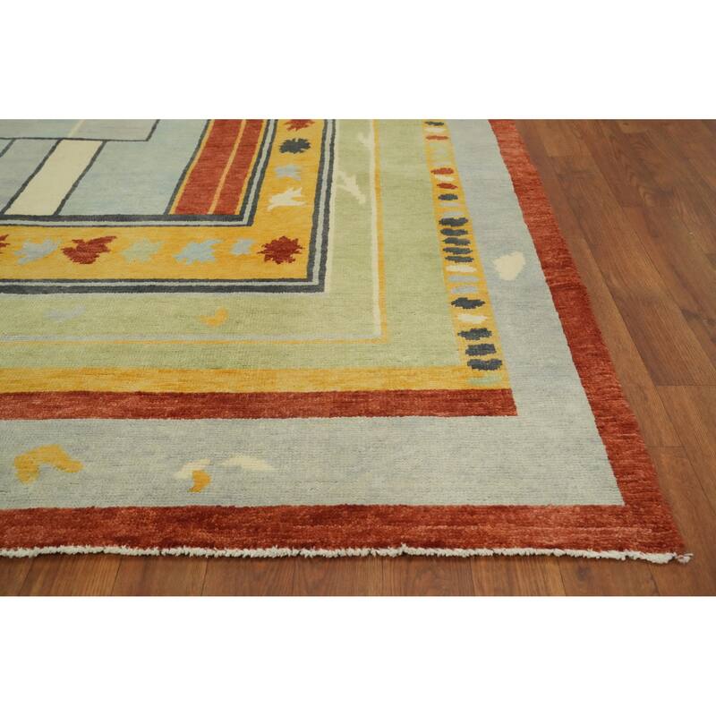 Geometric Gabbeh Vegetable Dye Turkish Area Rug Handmade Wool Carpet - 8' 10'' X 5' 11''