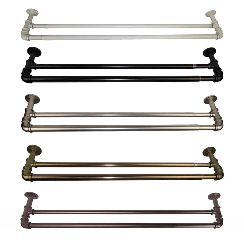 InStyleDesign Industrial Steel Pipe 1-inch Double Adjustable Curtain Rod