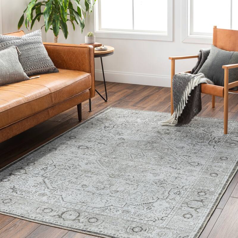 Livabliss Garreu Updated Traditional Printed Washable Rug - Greige - 8' 10" x 12'