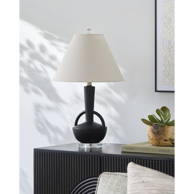 Livabliss Zenbow Modern Accent Table Lamp - 25"H x 15"W x 15"D - Black
