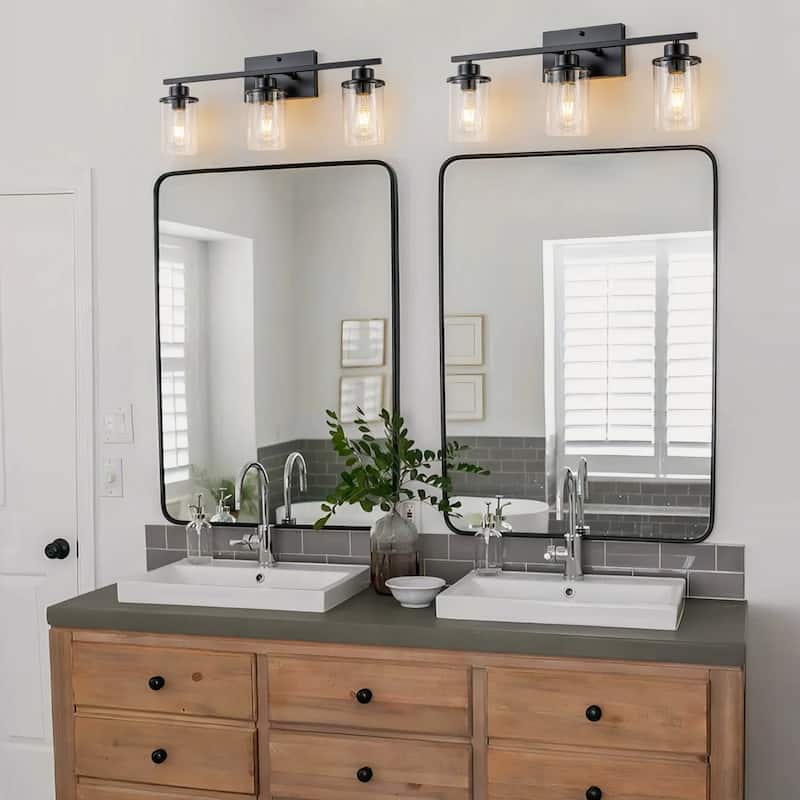 Starsky 3-Lights 23in Dimmable Bathroom Vanity Light Modern Wall Sconce Lighting with Glass Shade