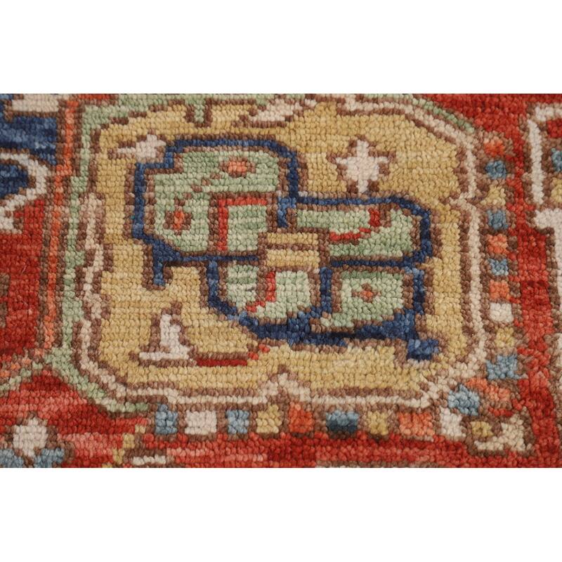 Orange & Ivory Heriz Serapi Indian Area Rug Hand-Knotted Wool Carpet - 8'9"x 11'10"