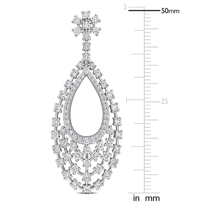 Miadora 3 1/4ct TDW Diamond Layered Drop Earrings in 14k White Gold