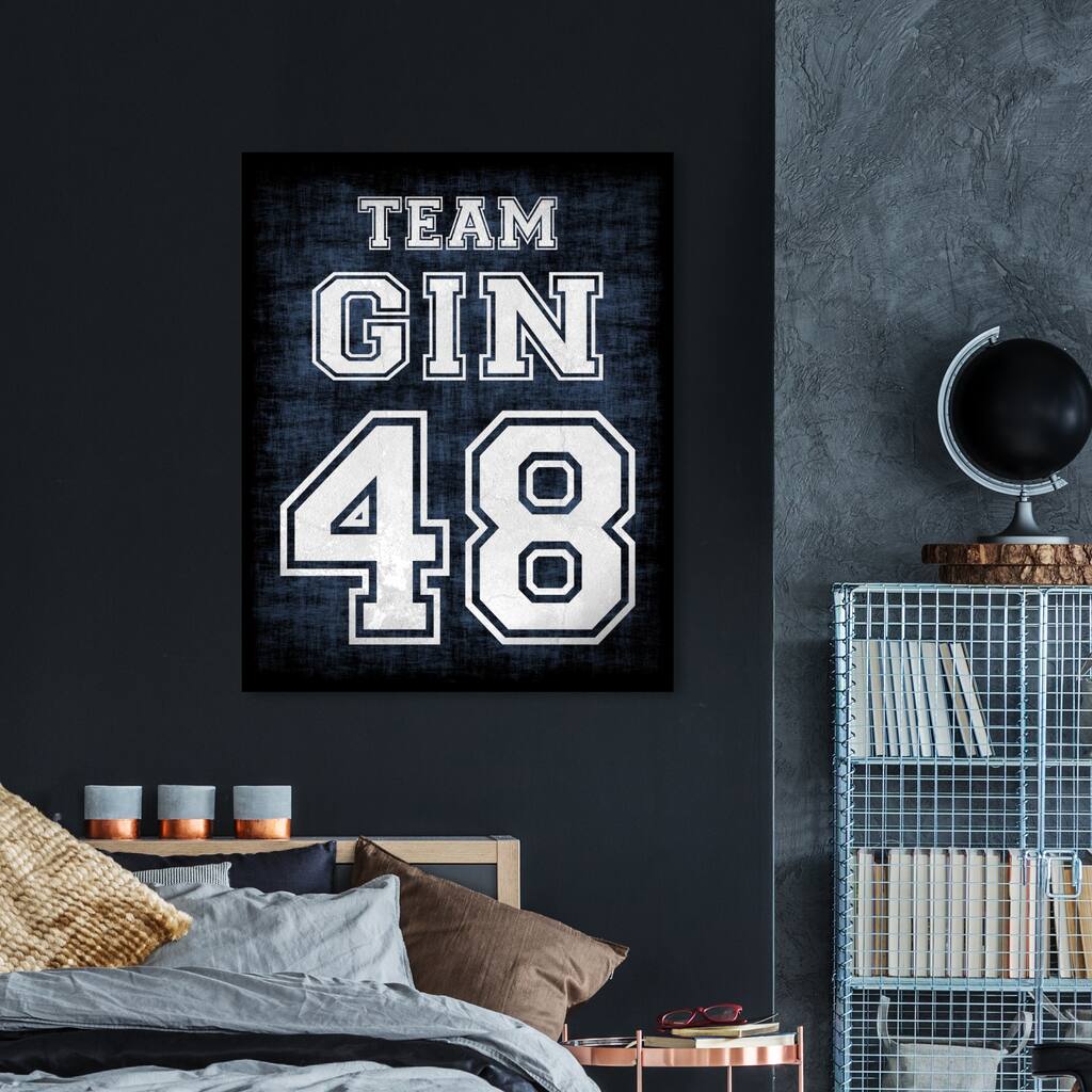 Oliver Gal 'Team Gin' Typography and Quotes Wall Art Canvas Print - Blue, White