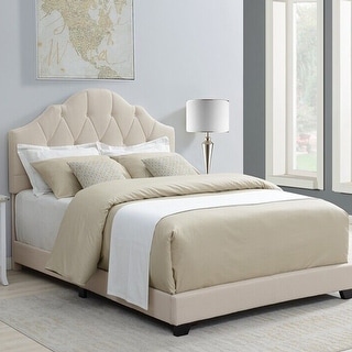 King Size Upholstered Camelback Bed Linen Beige - Bed Bath & Beyond ...