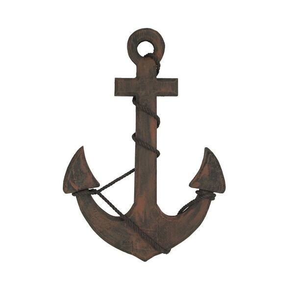 Rustic Brown Ship's Anchor Nautical Wall Hanging Rope Accents