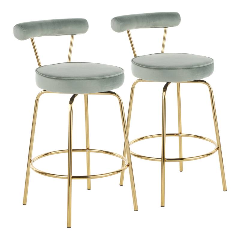 Silver Orchid Caines 26" Fixed-Height Gold Counter Stool (Set of 2)