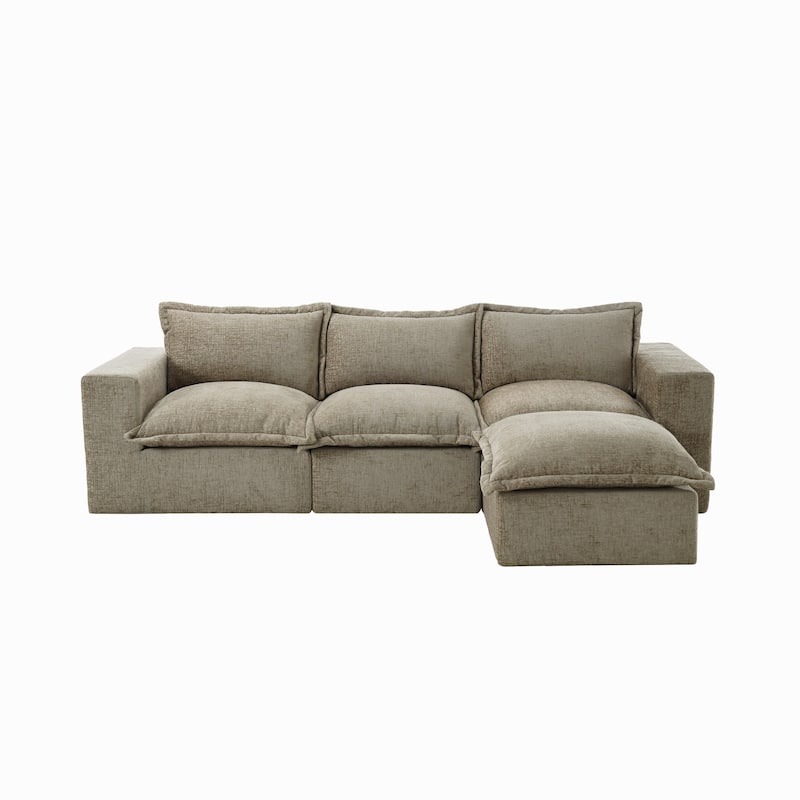 Comfy Cloud Chenille Upholstered Sectional Sofa with Pillow-Top Cushion