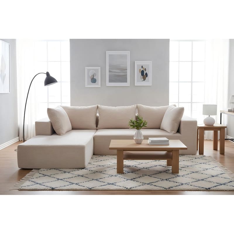 Modular Sectional Sofa, L-Shaped Boneless Couch with Deep Seat, Corduroy Cloud Couch, No Assembly Required