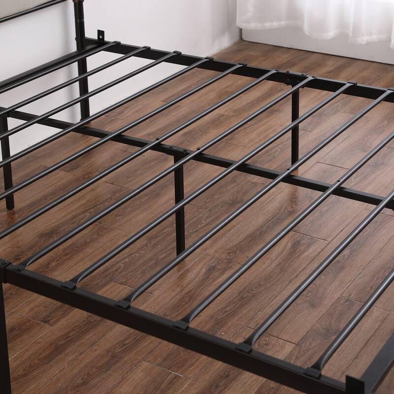 Single-Layer Bed Head and Soft Pull Buckle Bed End Standpipe Water Pipe Bed Black Gold-Painted Iron Bed