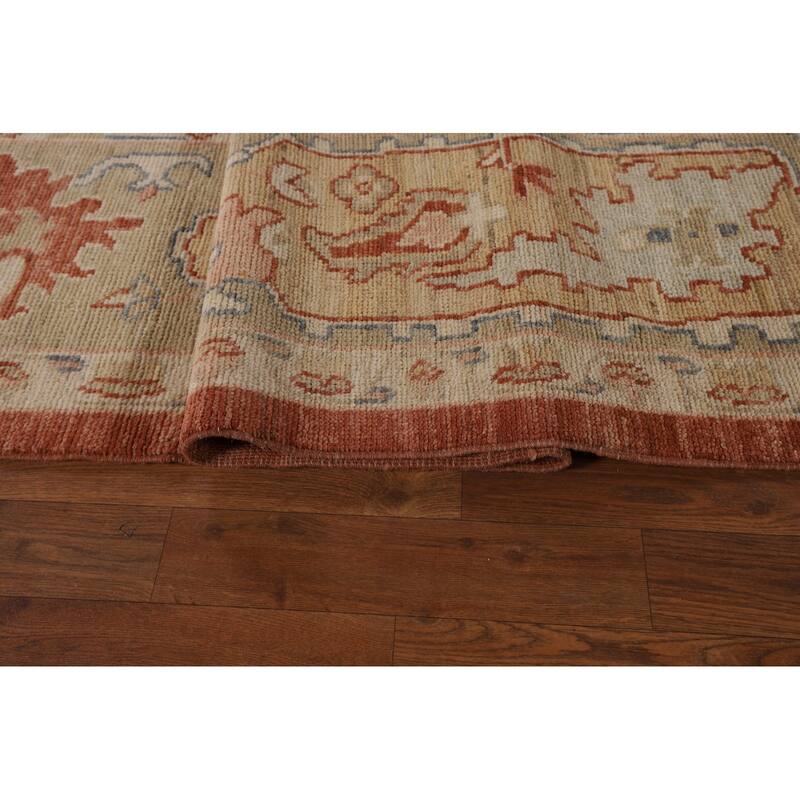 Vegetable Dye Oushak Turkish Large Rug Orange Hand-Knotted Wool Carpet - 10'8"x 13'6"