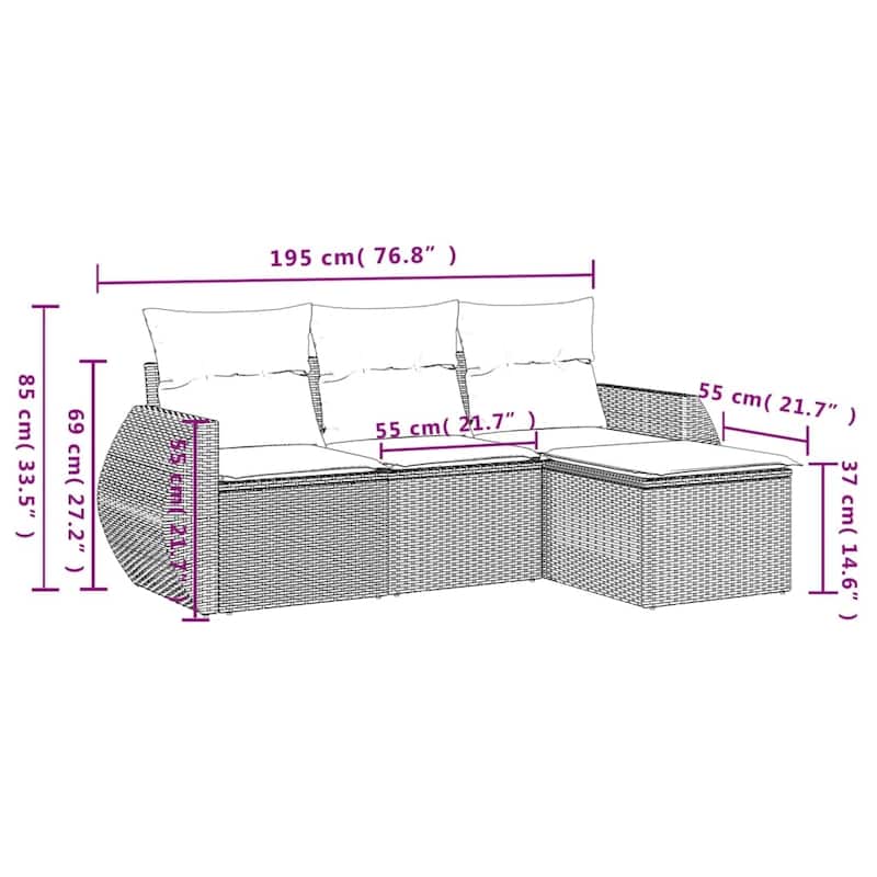 vidaXL Garden Sofa Set - 21.7 x 21.7 x 14.6