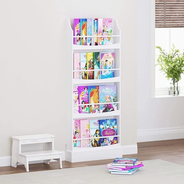 slide 2 of 11, UTEX Kids Bookshelf,Children's Bookcases and Storage, Kids Bookcase Rack Wall for Bedroom,Study Living Room,White 4