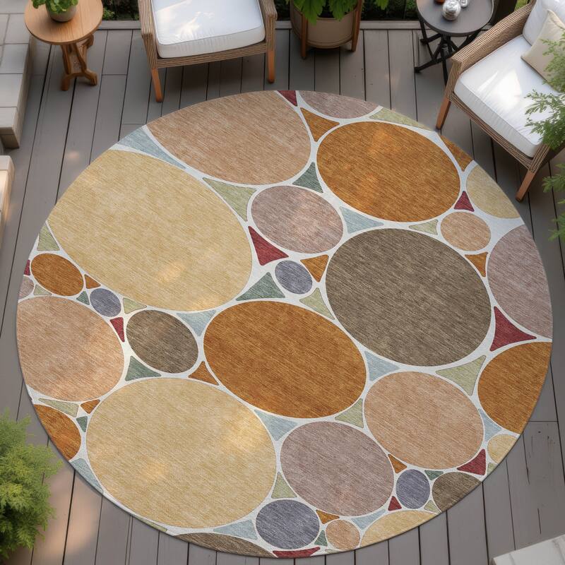 Machine Washable Indoor/ Outdoor Contemporary Rowan Chantille Rug - Paprika - 8' x 8'