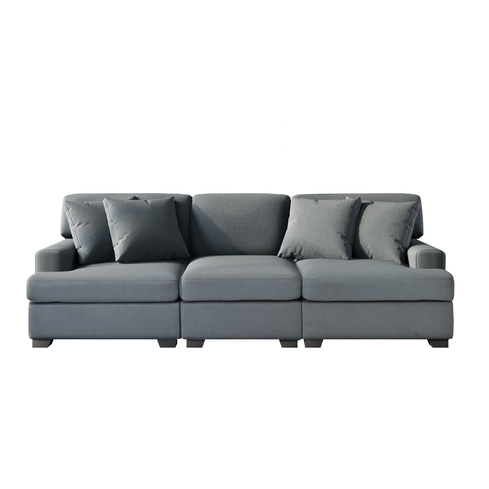 Grey Luxury Linen 3 Seat Sofa with Removable Cushions