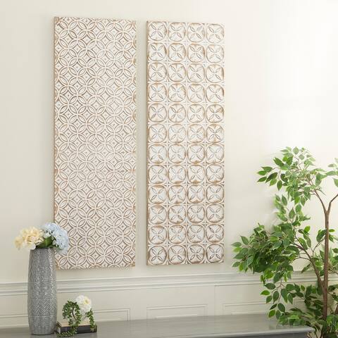 White MDF Traditional Wall Decor Abstract (Set of 2)