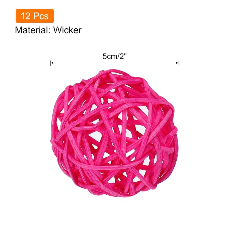 12 Pcs Wicker Rattan Balls 2In for Vase Fillers Party Decorative - Rose