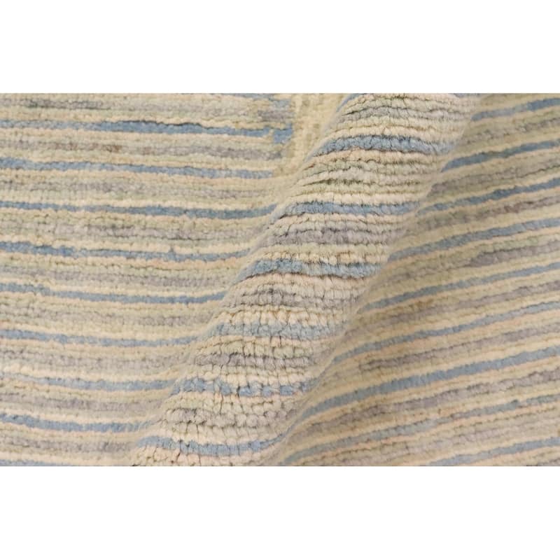 Tribal Heriz Ziegler Olive Blue Beige Hand-Knotted Rug - 3'3'' x 4'10''