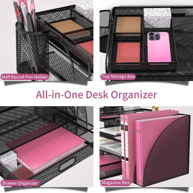 Desk Organizer with File Holder Black