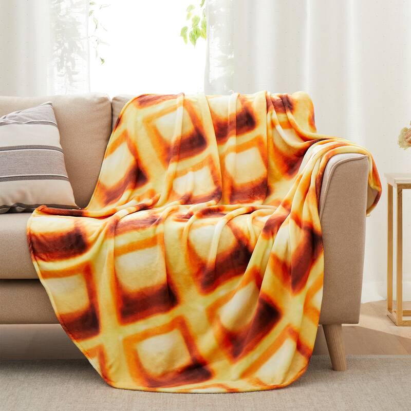 Kids' and Adult Halloween Food Throw Blanket, Microfiber Funny Food Blanket for Home or Dorm Decor - 60" Diameter - Waffe