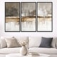 preview thumbnail 10 of 17, Designart Brown and Grey Horizon Abstract - Landscape Framed Wall Art Set of 3 60 in. W x 40 in. H - Black